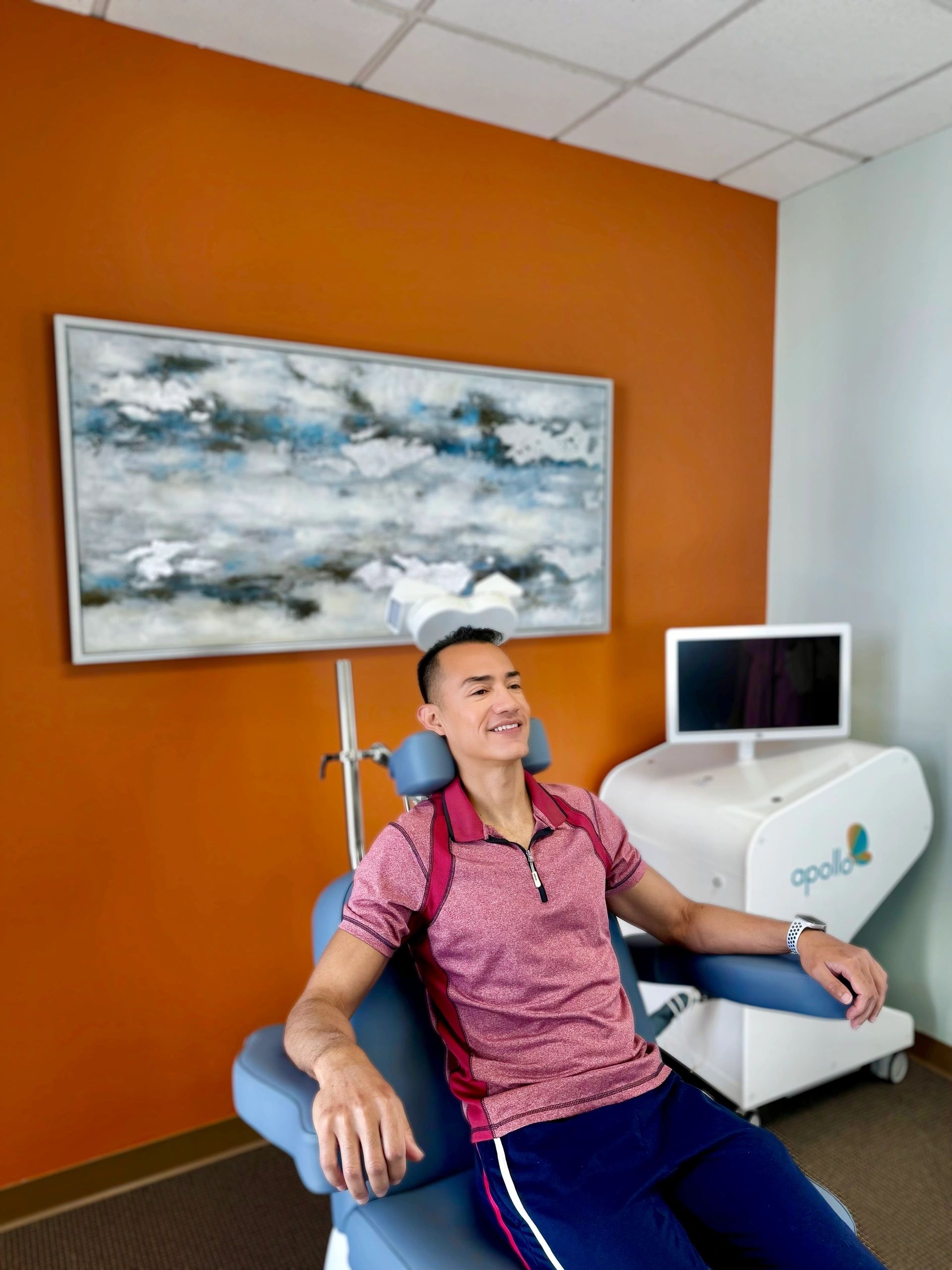 Patient relaxing during ketamine infusion therapy